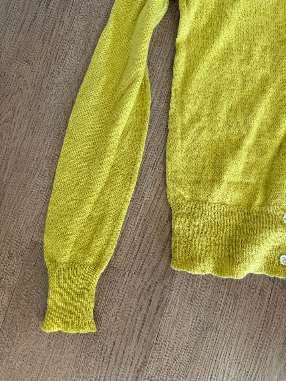 J. Crew Chartreuse Wool Blend Button Up Cardigan Sweater Size Small - Picture 2 of 10